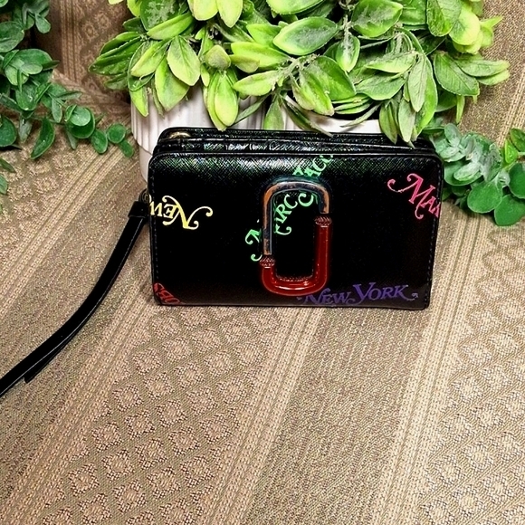Marc Jacobs Handbags - Marc Jacobs Black Multicolor Logo Compact Wallet